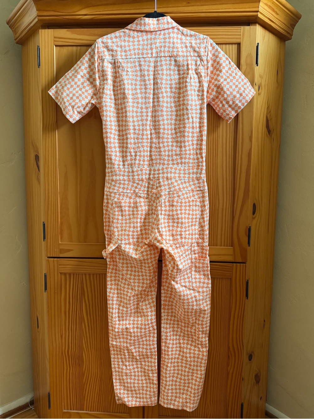 Wildfang Essential Optic Check Orange Checkered Coverall Jumpsuit Size XS - NWOT - Picture 5 of 13